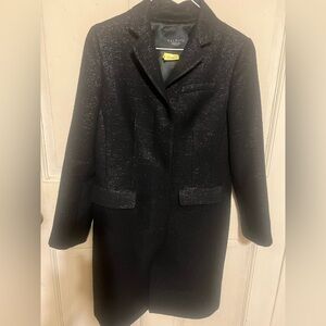 Talbots petite black textured structured single breasted pea coat, size 6P